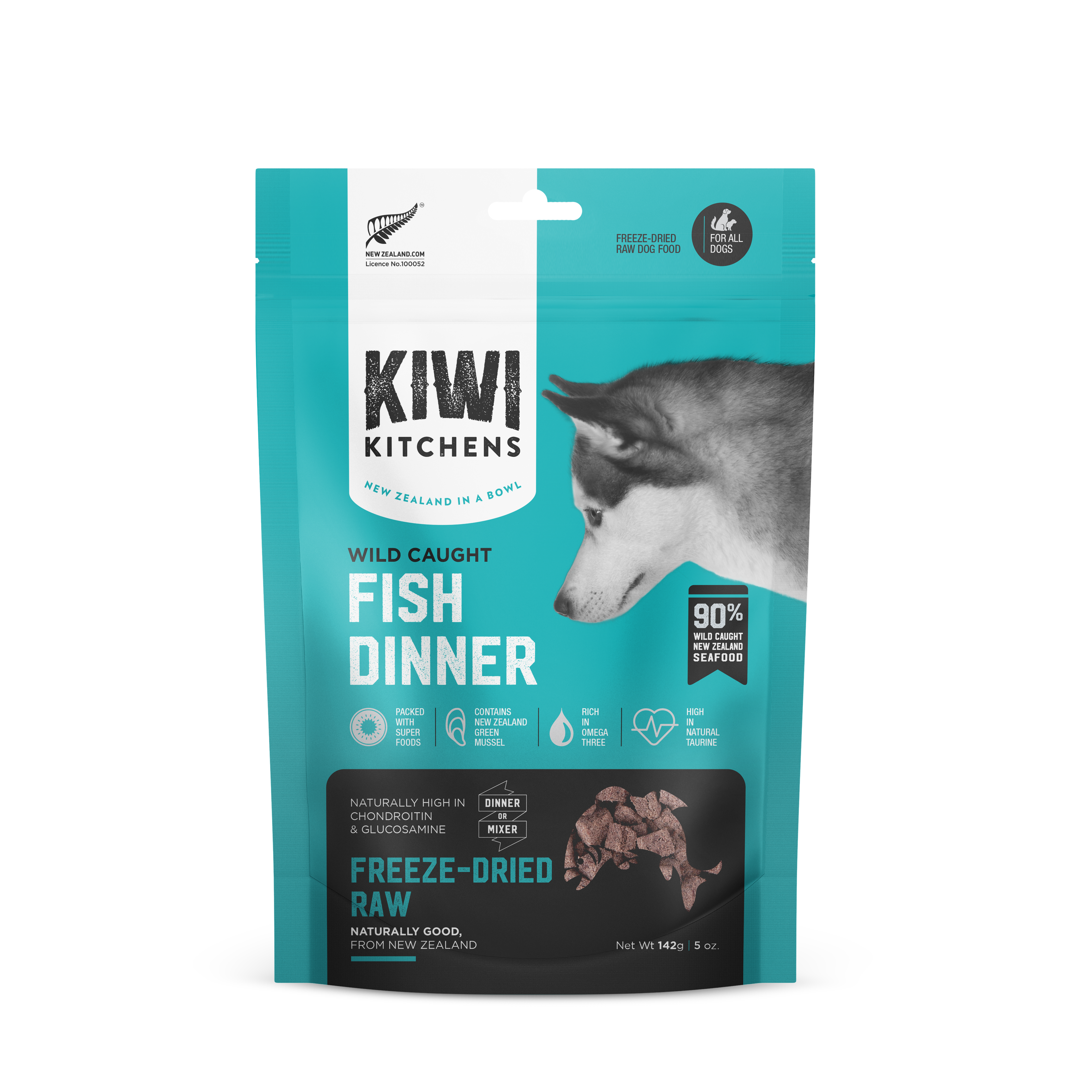 Bag of Kiwi Kitchens Freeze Dried Dog Food Fish