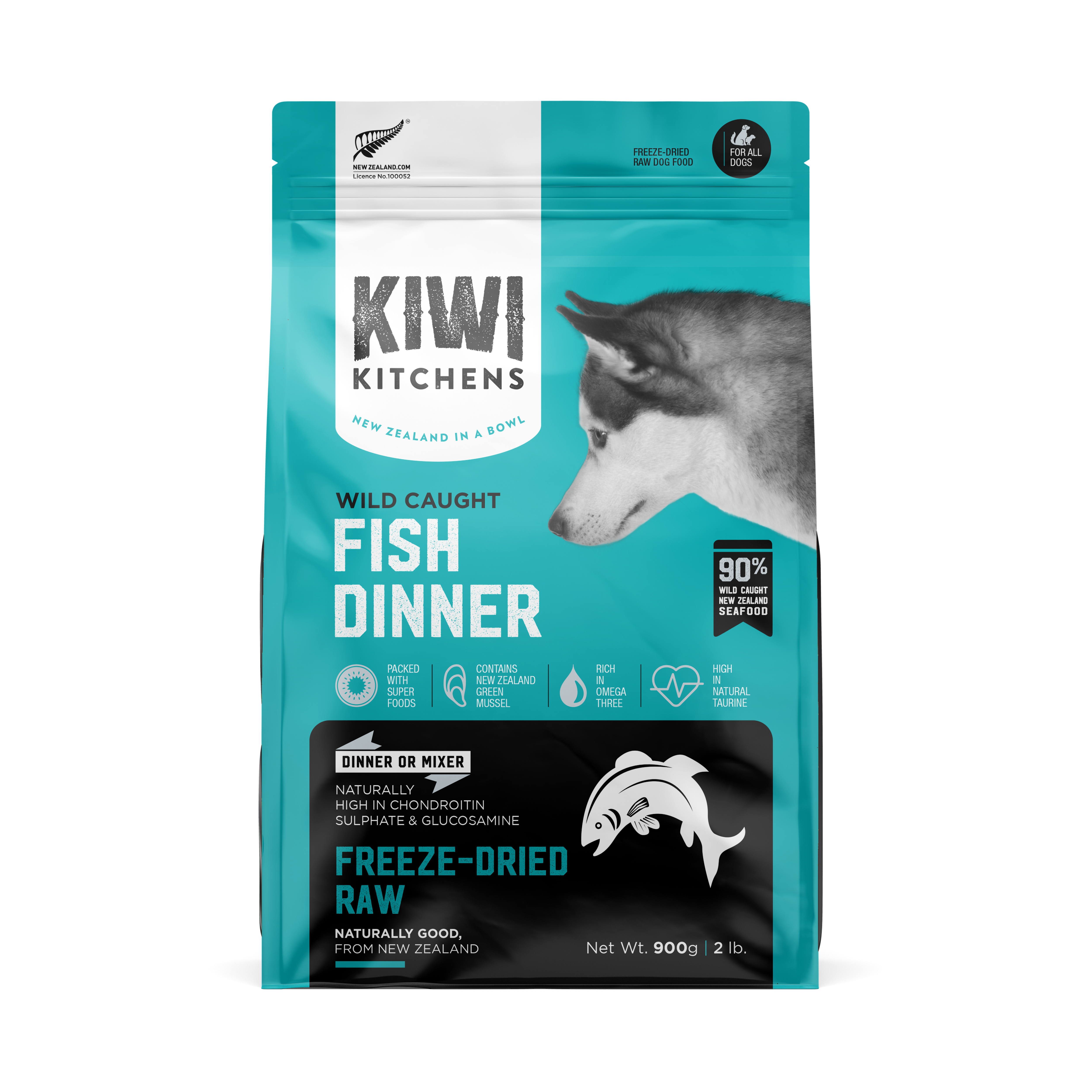 Bag of Kiwi Kitchens Freeze Dried Dog Food Fish